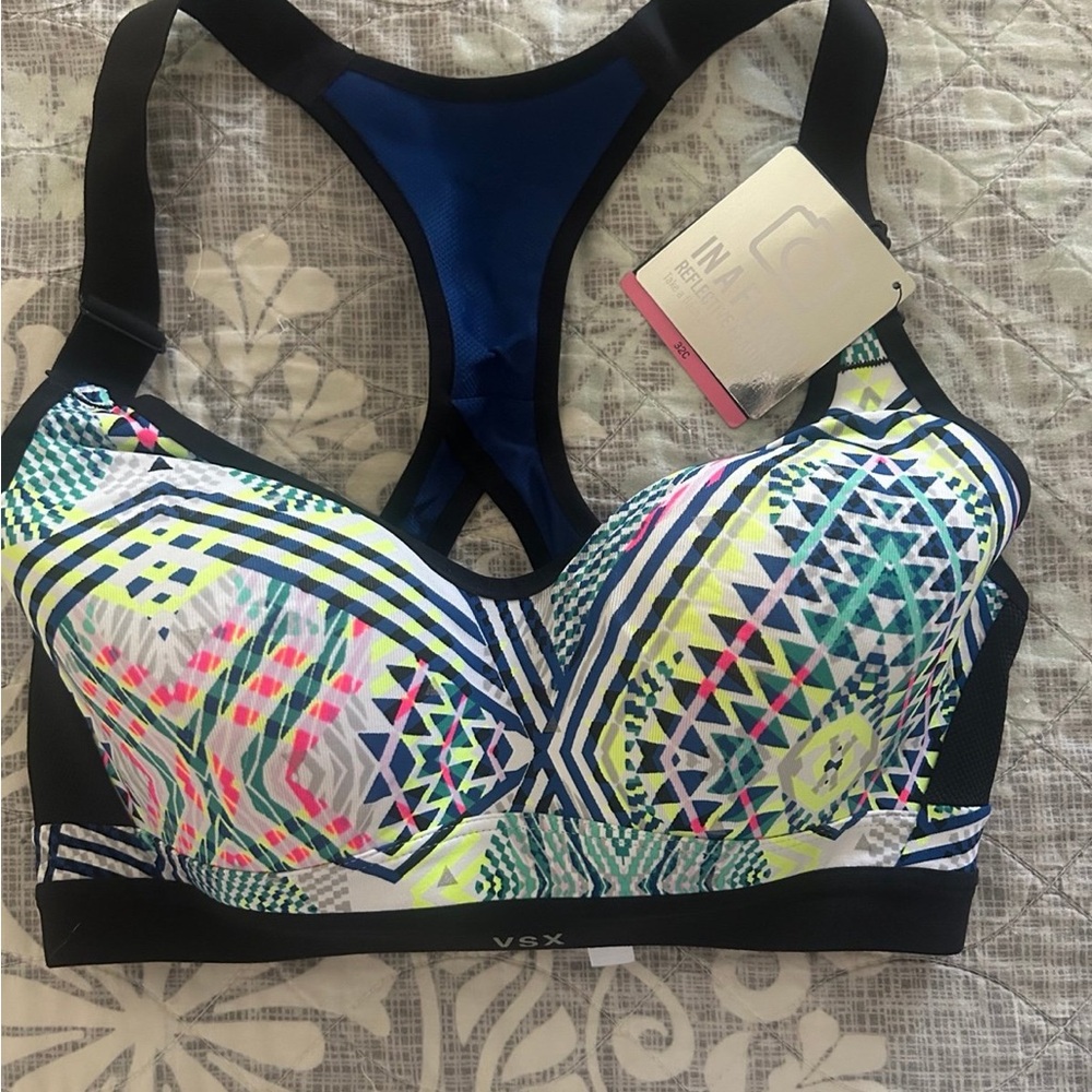 NWT Victoria's Secret VSX Neon Geo Racerback Sports Bra - Multicolor
